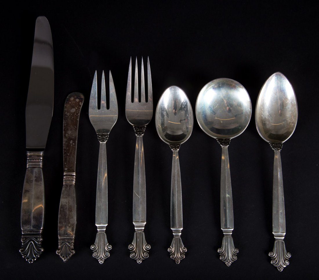 Georg Jensen "Acanthus" sterling partial flatware (1 of 4)