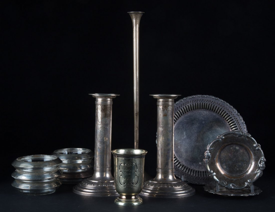 Georgian style weighted sterling candlesticks (1 of 10)