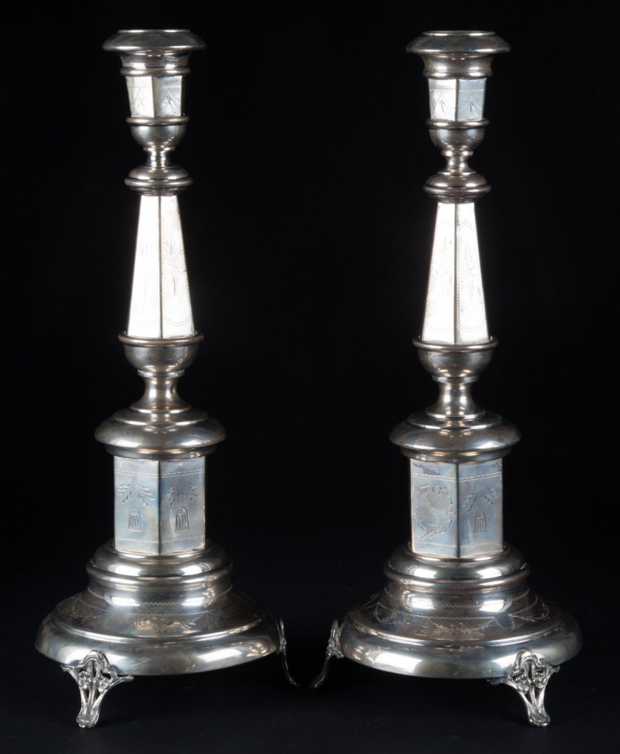 Pair of Austro-Hungarian silver candlesticks c1890 (1 of 7)