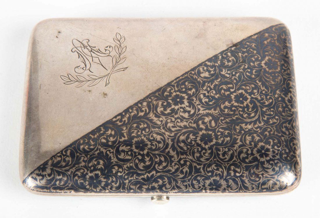 Russian niello silver cigarette case dated 1895 (1 of 5)