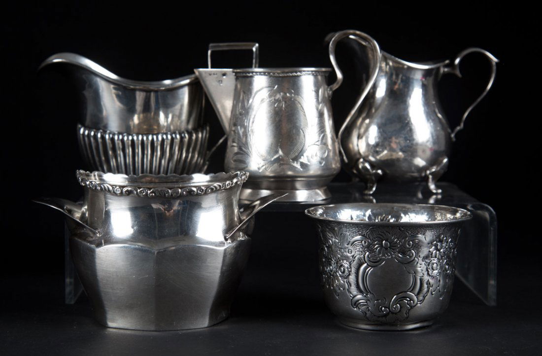 Group of Continental silver creamers & sugars (1 of 7)