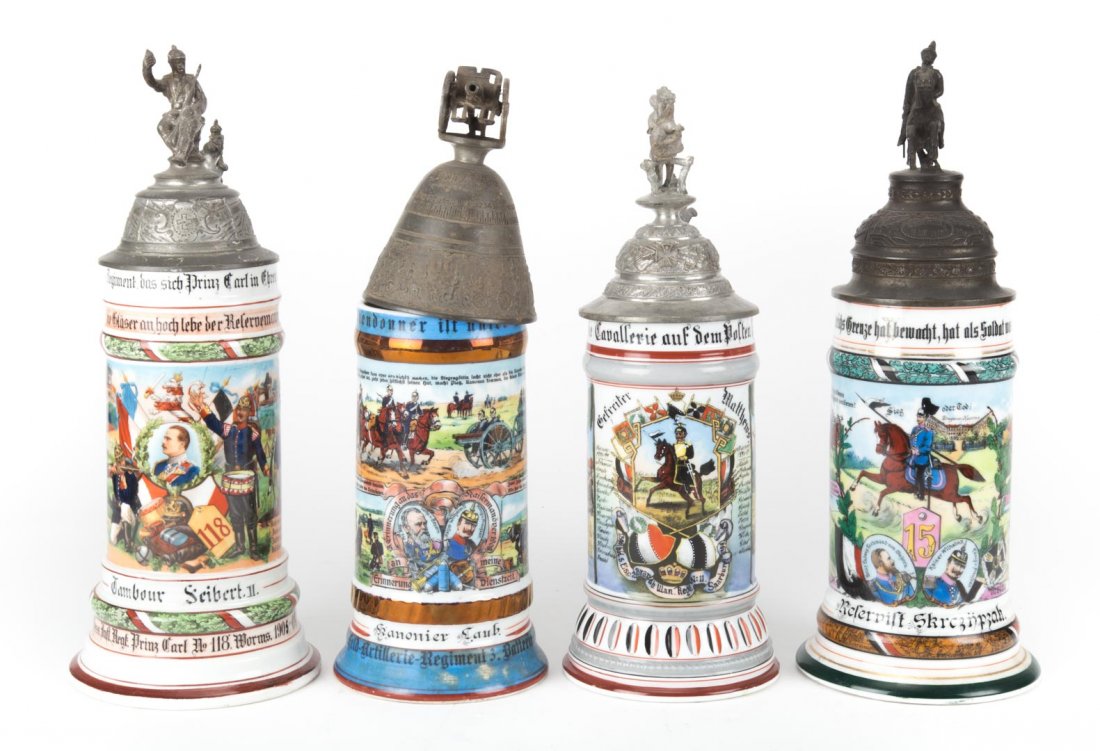 Four reproduction military steins (1 of 6)