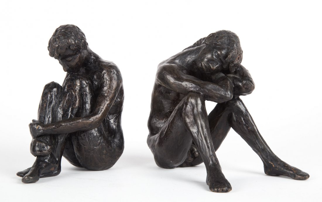Pair contemporary male and female bronze nudes (1 of 2)