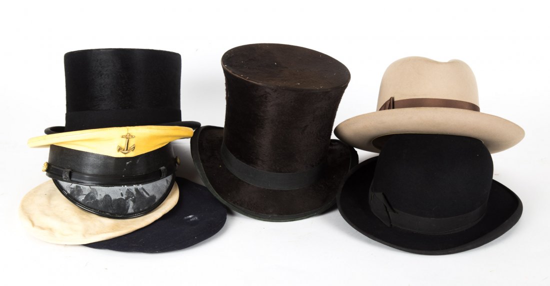 Seven assorted antique hats and spats (1 of 7)