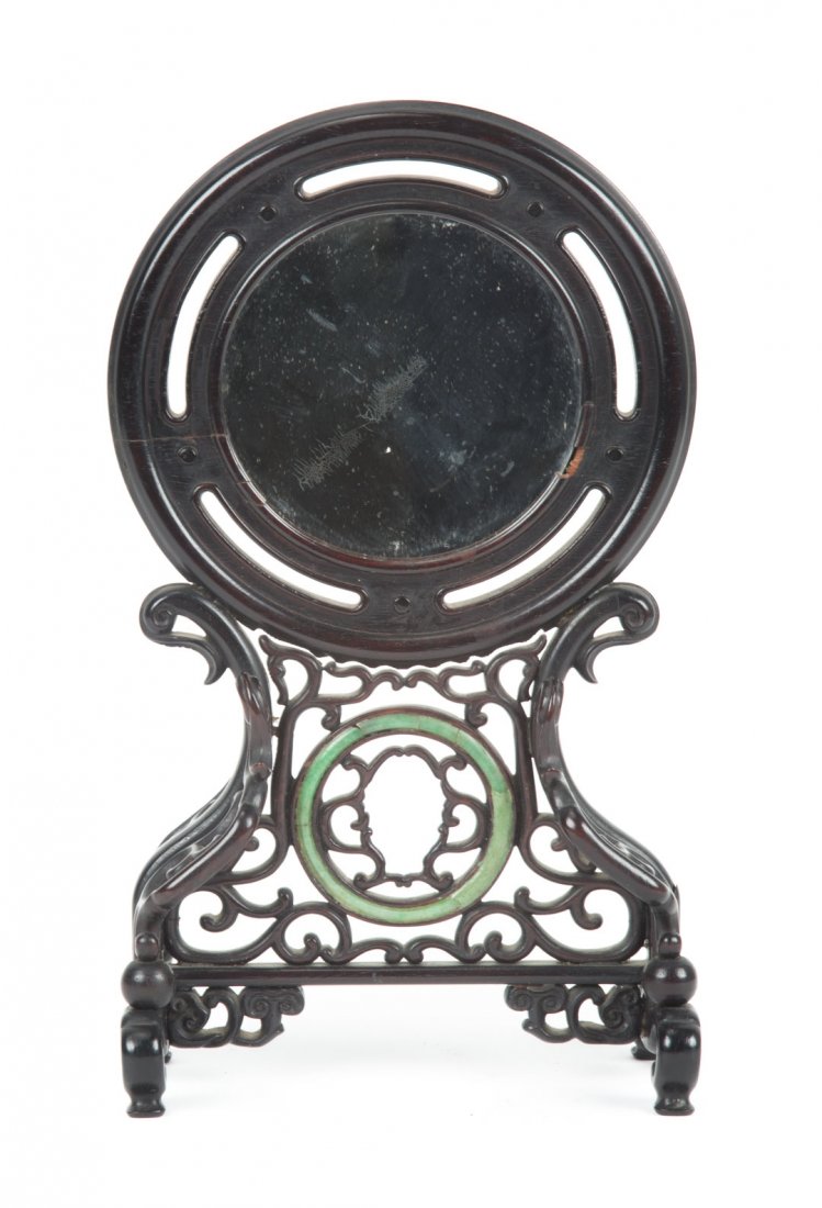 Chinese carved wood table mirror (1 of 4)
