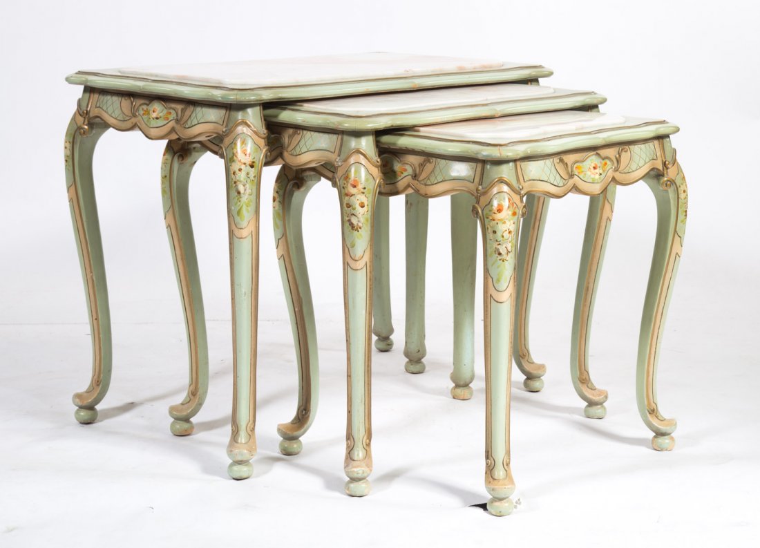 French style painted and gilt nesting tables (1 of 4)