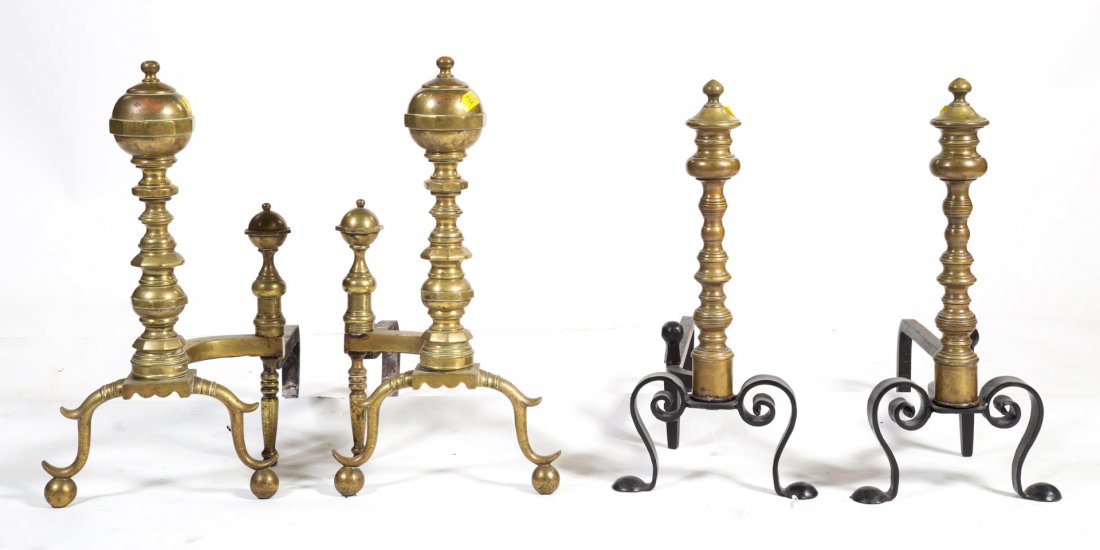 American brass and iron andirons (1 of 3)