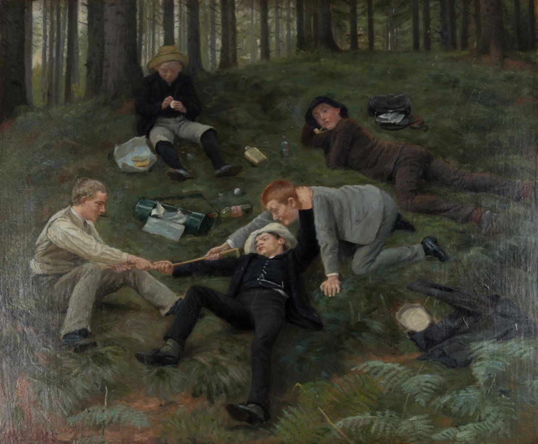 Malthe O. Englested. "Afternoon Frolic," oil (1 of 7)