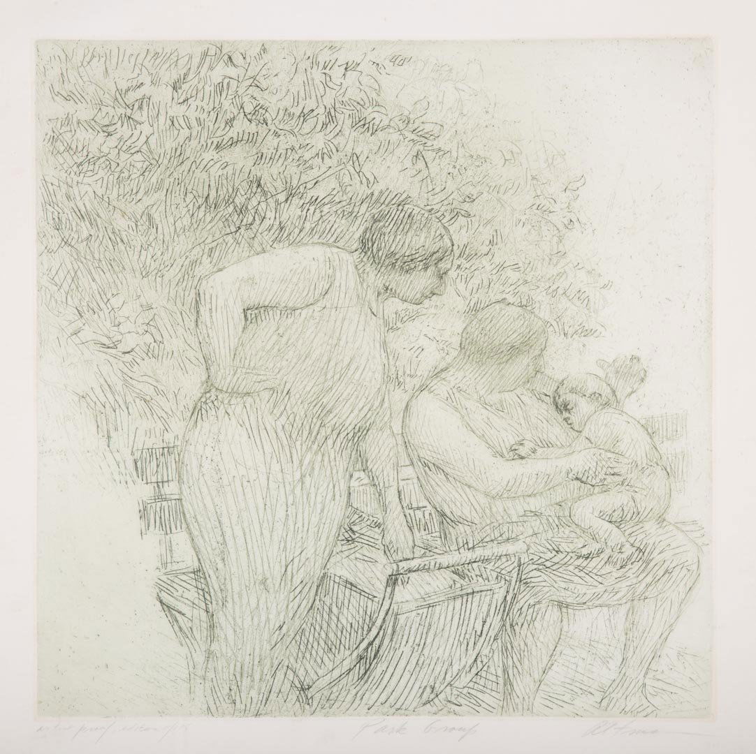 Harold Altman. "Park Group", etching (1 of 4)