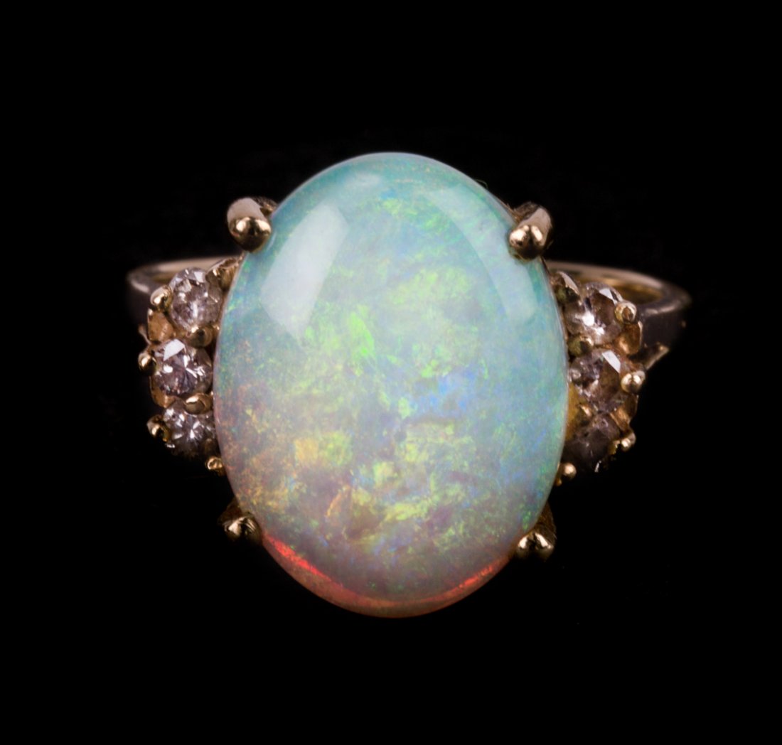 A Lady's Gold Opal and Diamond Ring (1 of 4)