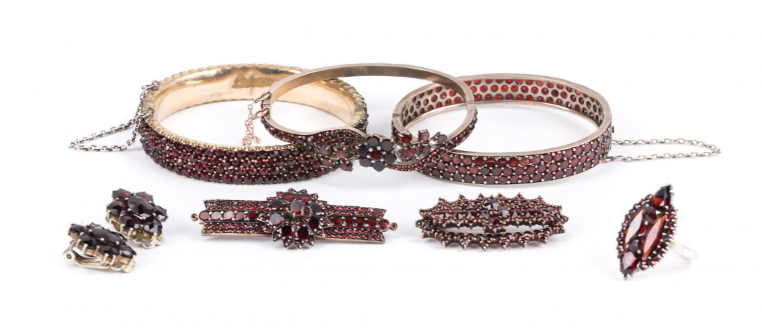 An Assortment of Bohemian Garnet Jewelry (1 of 7)