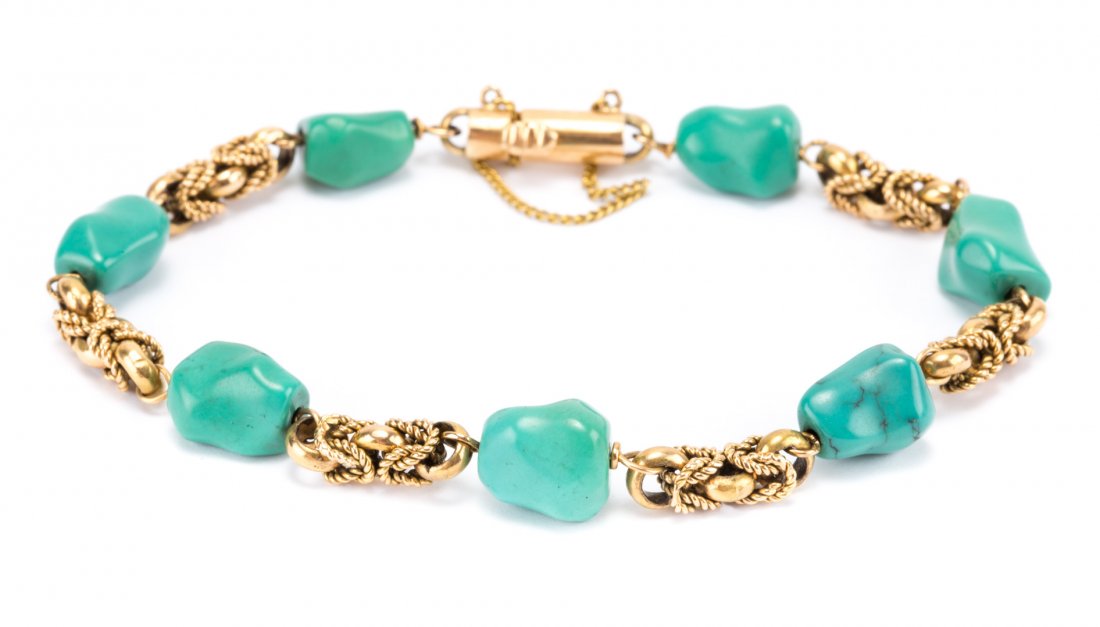 A Turquoise and 18K Gold Bracelet (1 of 3)
