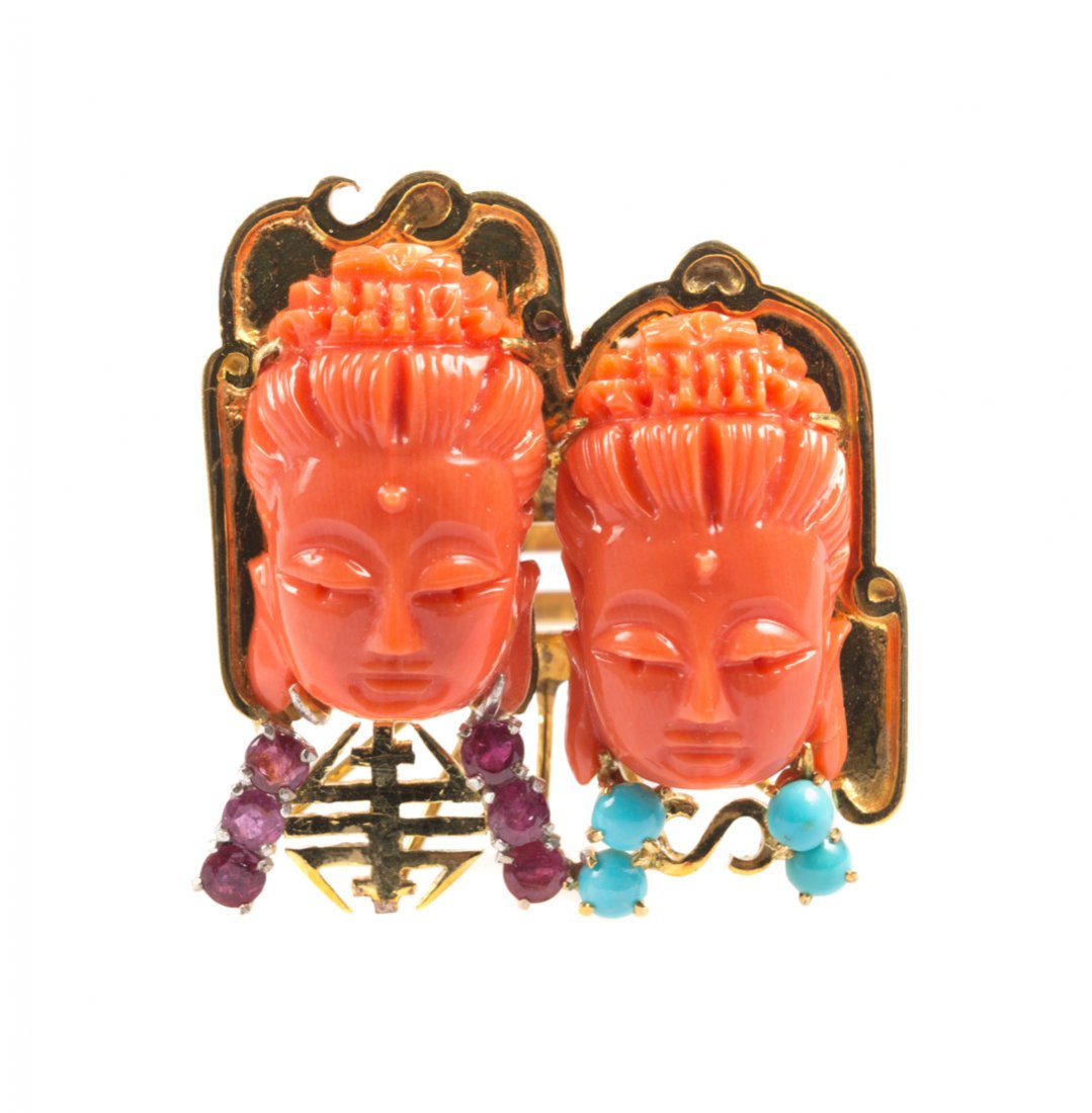 An Asian Inspired, Hand Carved Coral Ring (1 of 4)