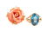 A Gold Coral Ring and a Blue Topaz Ring