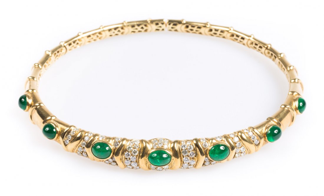 An Emerald and Diamond Collar in 18K Gold (1 of 4)