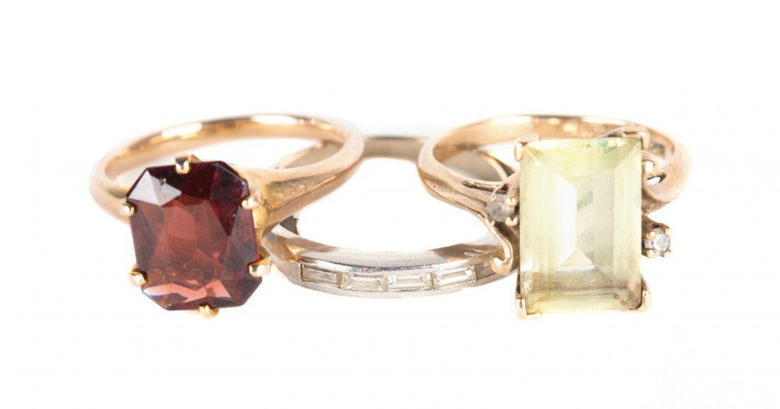 A Trio of Lady's Gold Gemstone Rings (1 of 5)