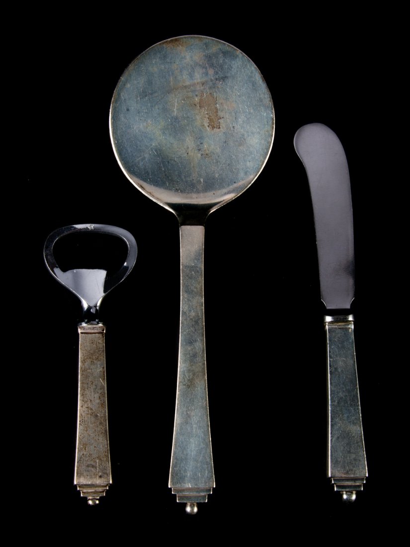 Georg Jensen "Pyramid" sterling flatware, 3 pieces (1 of 3)