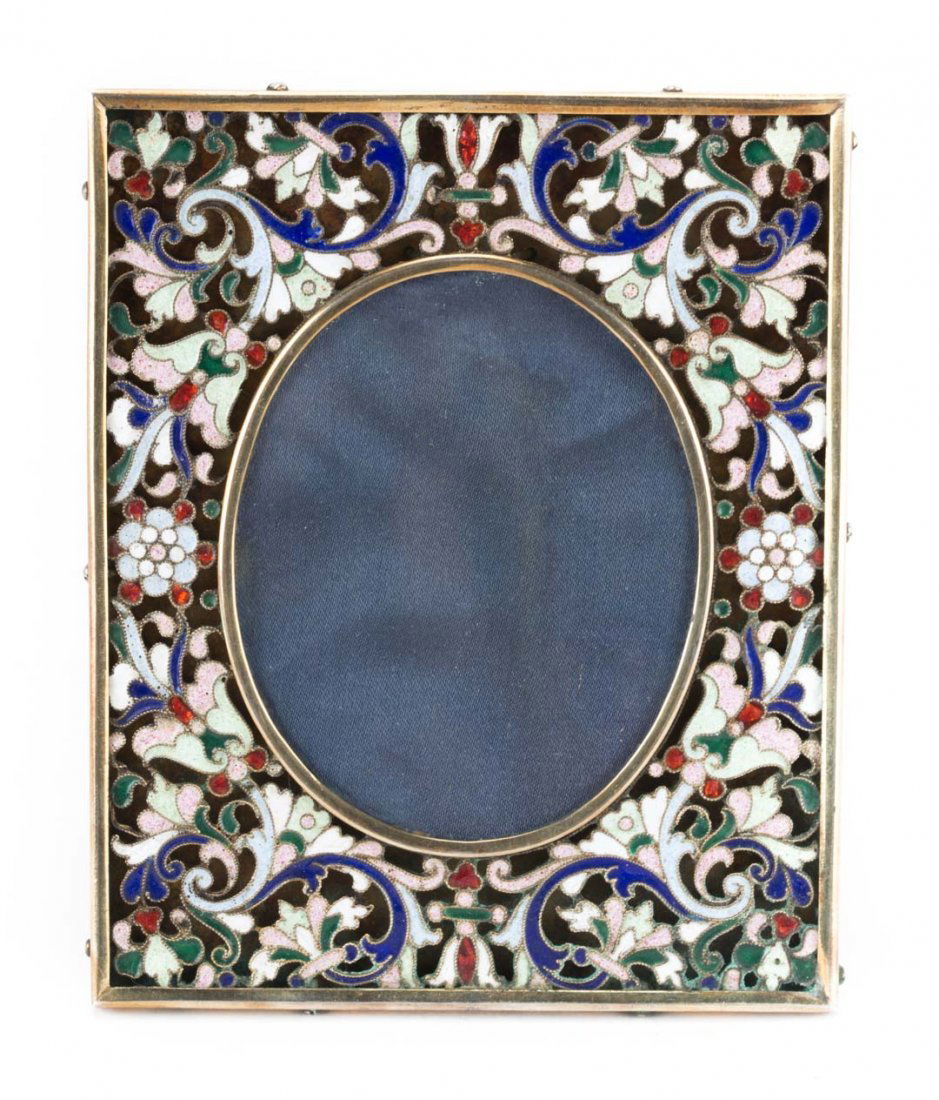 Russian cloisonne enamel silver gilt frame (1 of 6)