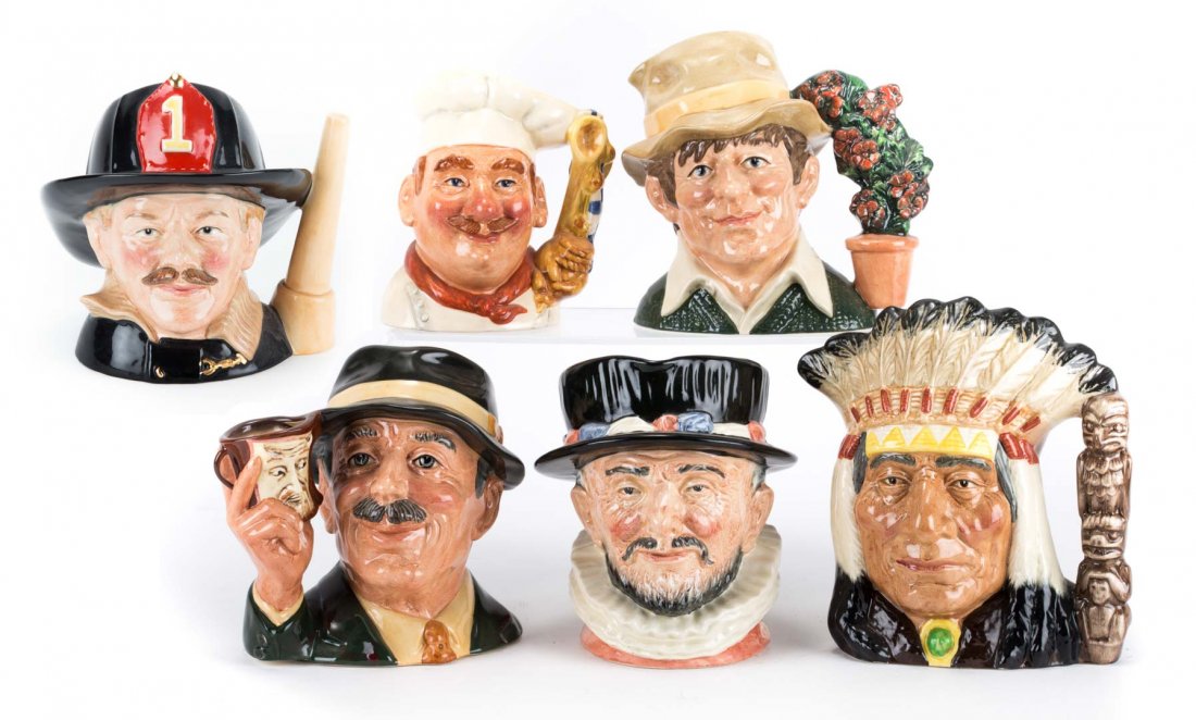 Six Royal Doulton china character jugs (1 of 9)