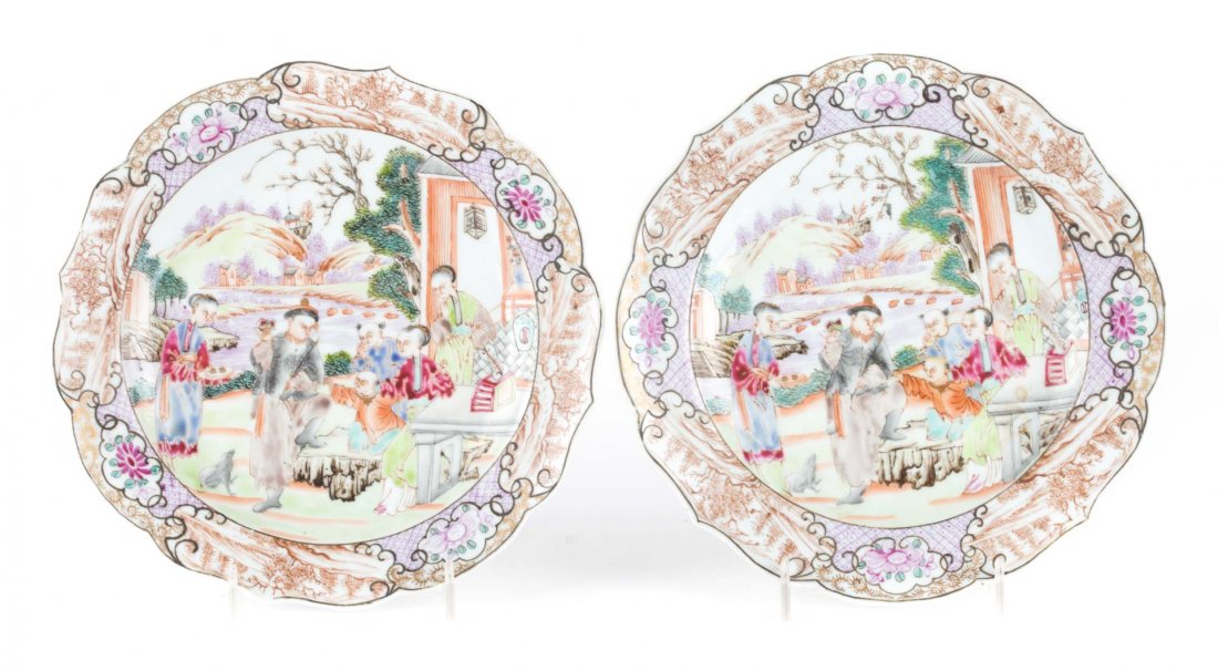 Pair Chinese Export plates in the Mandarin palette (1 of 5)