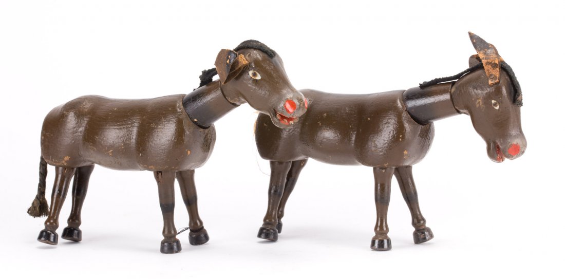 Pair Schoenhut painted donkeys (1 of 2)