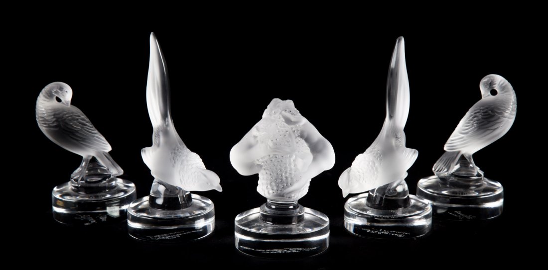 Five Lalique crystal figural letter seals (1 of 5)