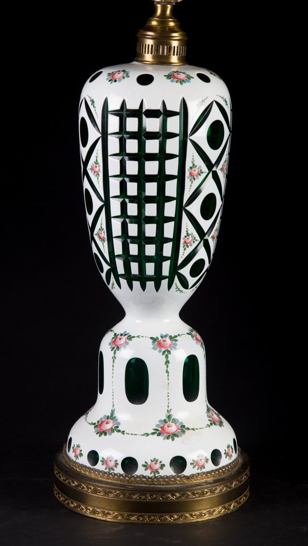Bohemian calcite-cut-to-emerald glass lamp (1 of 4)