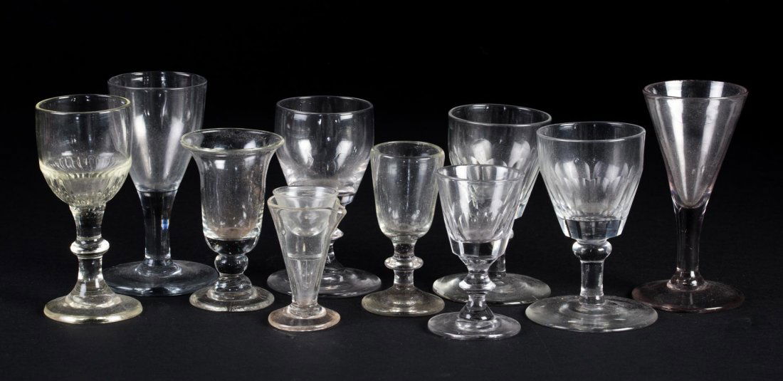 Nine early mold blown glass stems (1 of 3)