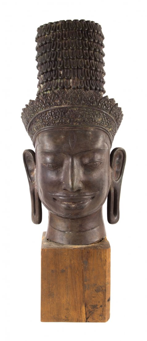 Khmer bronze Buddha head (1 of 7)