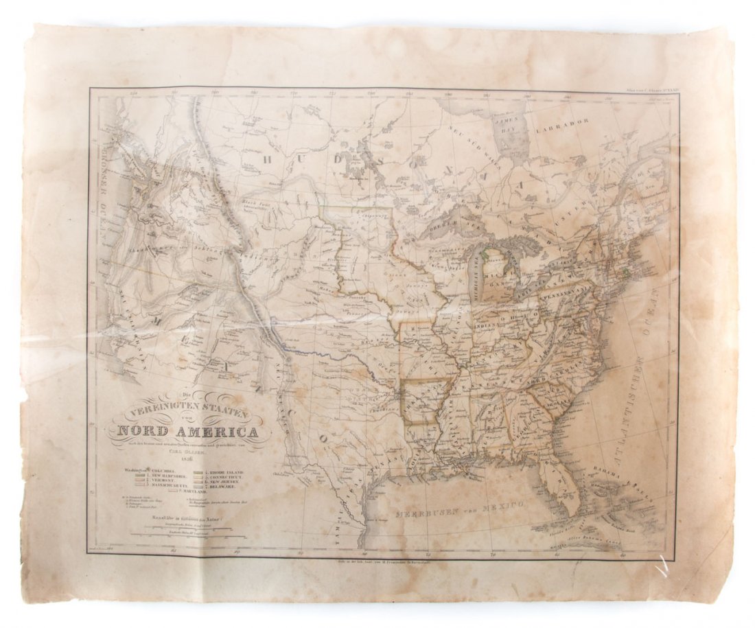 [Map] Carl Glaser-German 1836 of USA: 16 x 20 in.