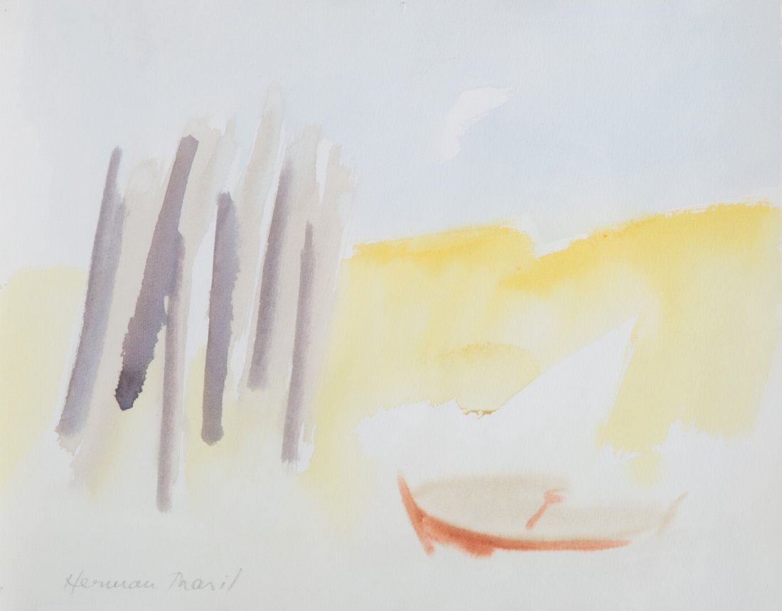 Herman Maril. Beach Impression, watercolor: (American, 1908-1986). Watercolor on paper, signed "Herman Maril" ll, 9 1/4 x 11 3/4 in., framed