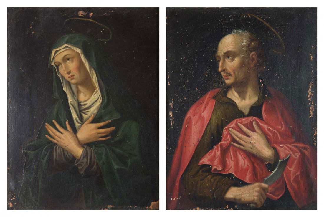 Flemish School, 17th c. Pair of oils on copper (1 of 5)