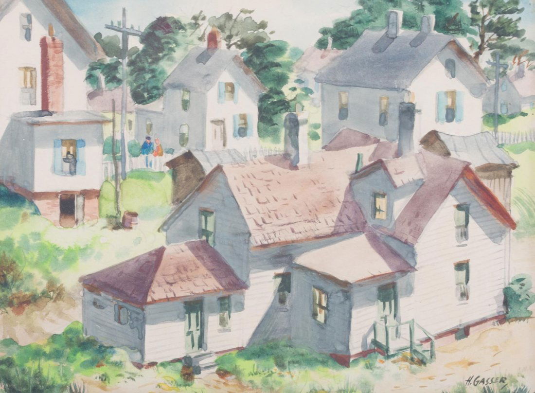 Henry Gasser. "Cape Houses, New England", w/c (1 of 5)
