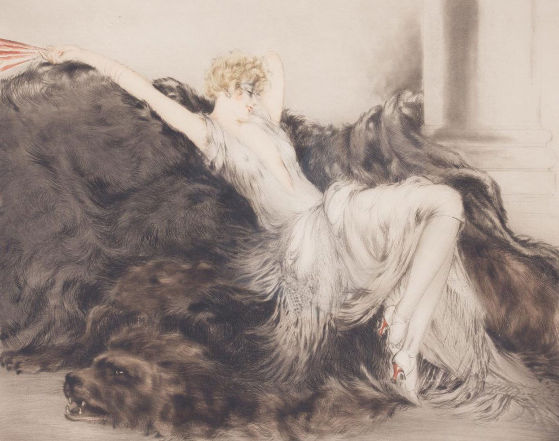 Louis Icart. "Laziness", etching (1 of 6)