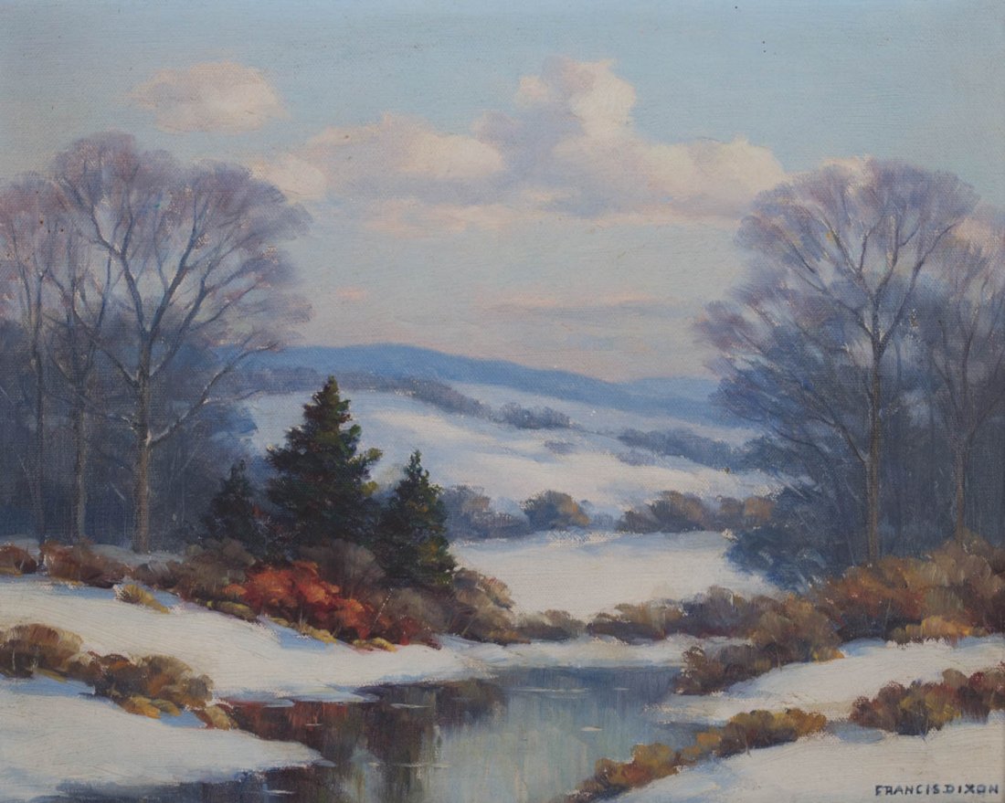 Francis Dixon "Frozen Stream," oil on canvas board (1 of 5)