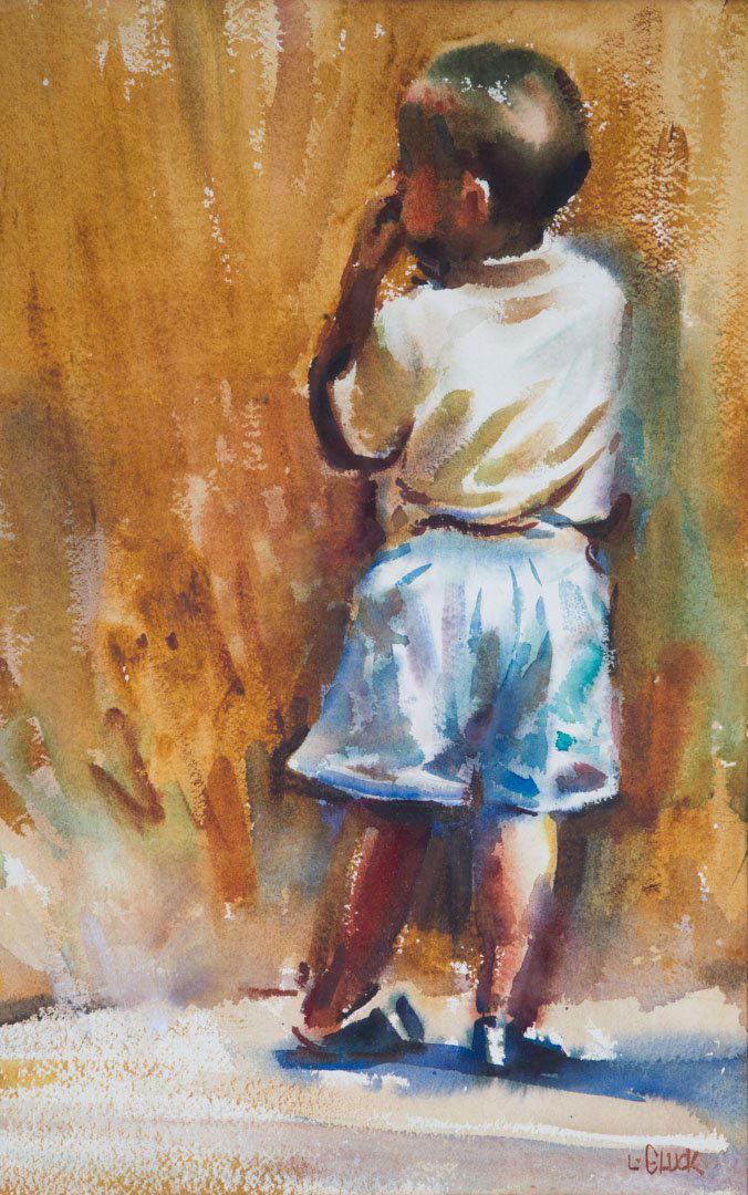 Leo Gluck. Little Boy, watercolor on paper (1 of 4)