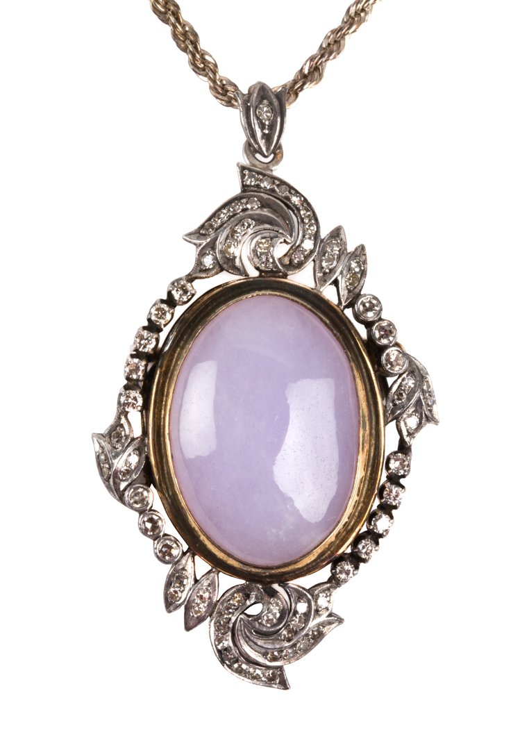 A Lavender Jade and Diamond Pendant (1 of 3)