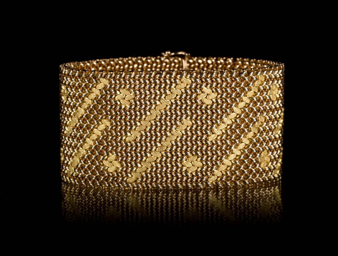 A Stunning Wide 18 Karat Gold Bracelet (1 of 5)