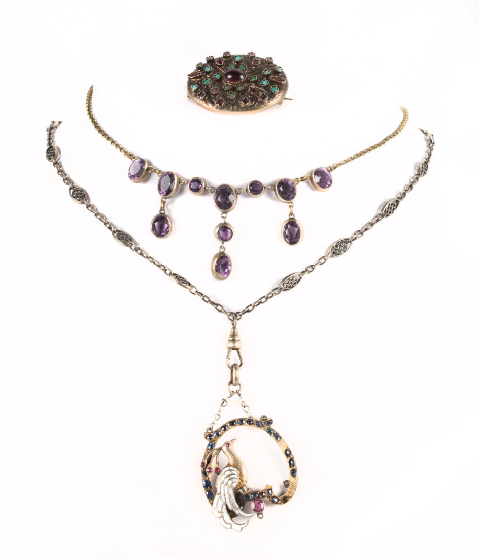 A Pair of Lady's Necklaces and Brooch (1 of 4)