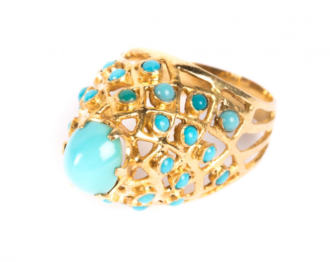 A Vintage 18K Gold Turquoise Ring (1 of 4)