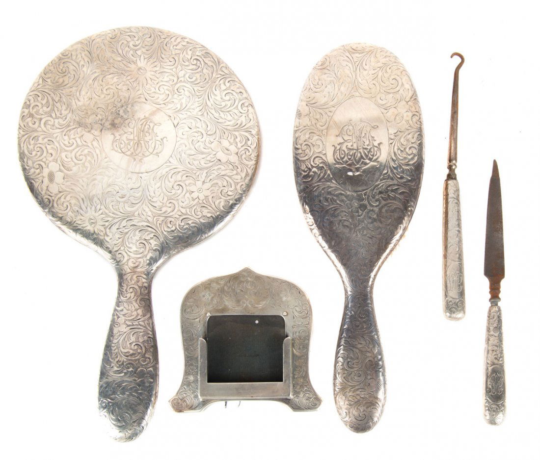 Tiffany & Co. sterling silver 4-piece dresser set (1 of 7)