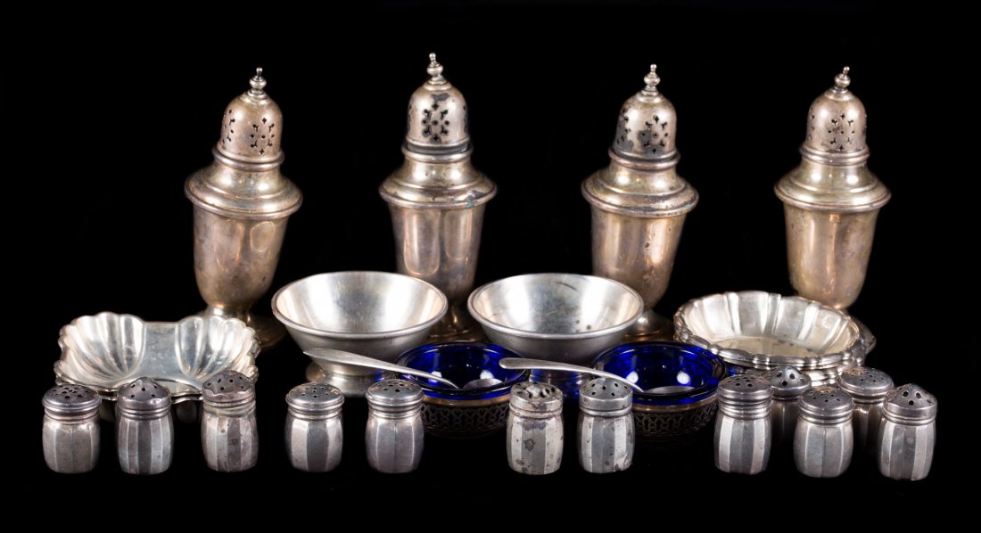 American sterling salts, peppers & nut dishes (1 of 5)