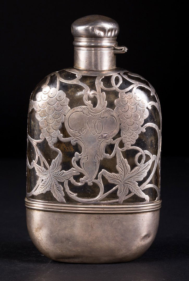 American sterling overlay glass flask (1 of 4)