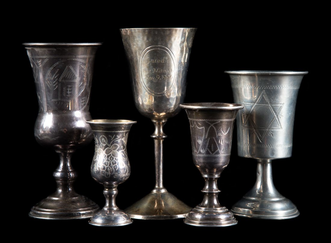 Five sterling & mixed metal Kiddush cups (1 of 3)