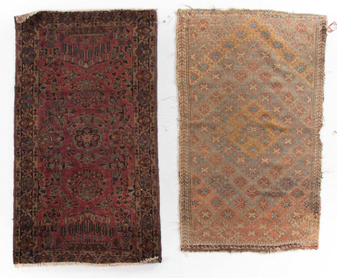 Antique Sarouk and Antique Kurdish scatter rugs (1 of 3)