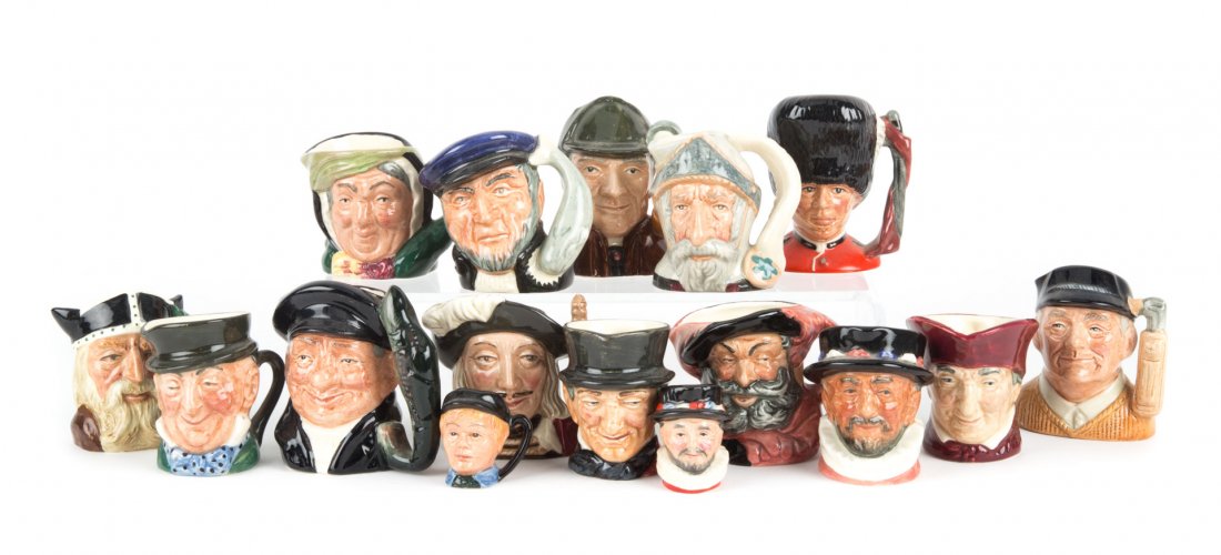 16 Royal Doulton china miniature character jugs (1 of 8)