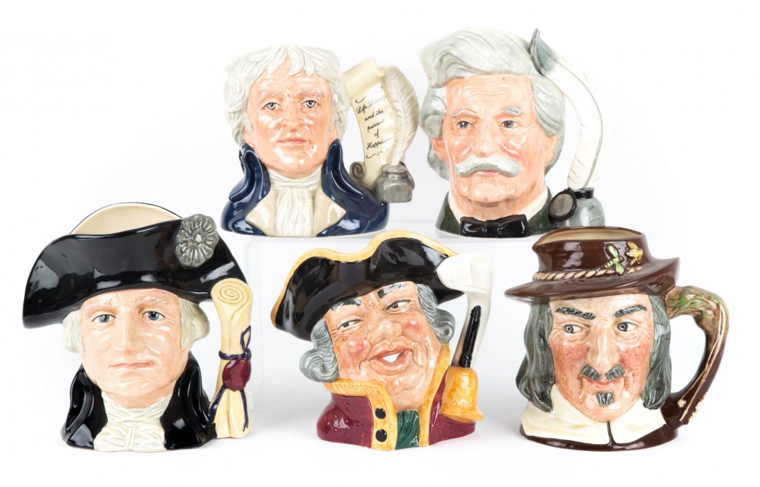 Five Royal Doulton china character jugs (1 of 5)