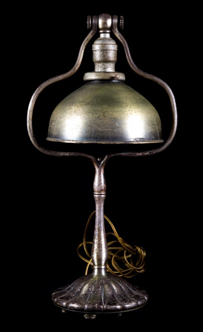 Arts & Crafts silvered metal desk lamp (1 of 5)