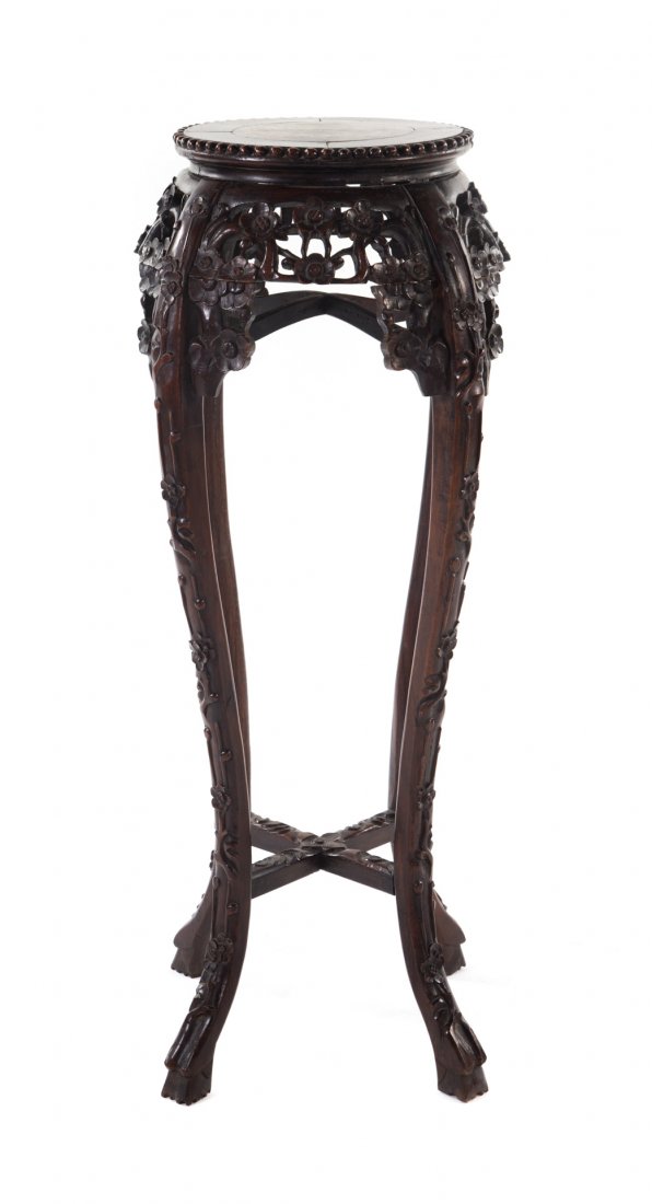 Chinese Export carved rosewood fern stand (1 of 6)