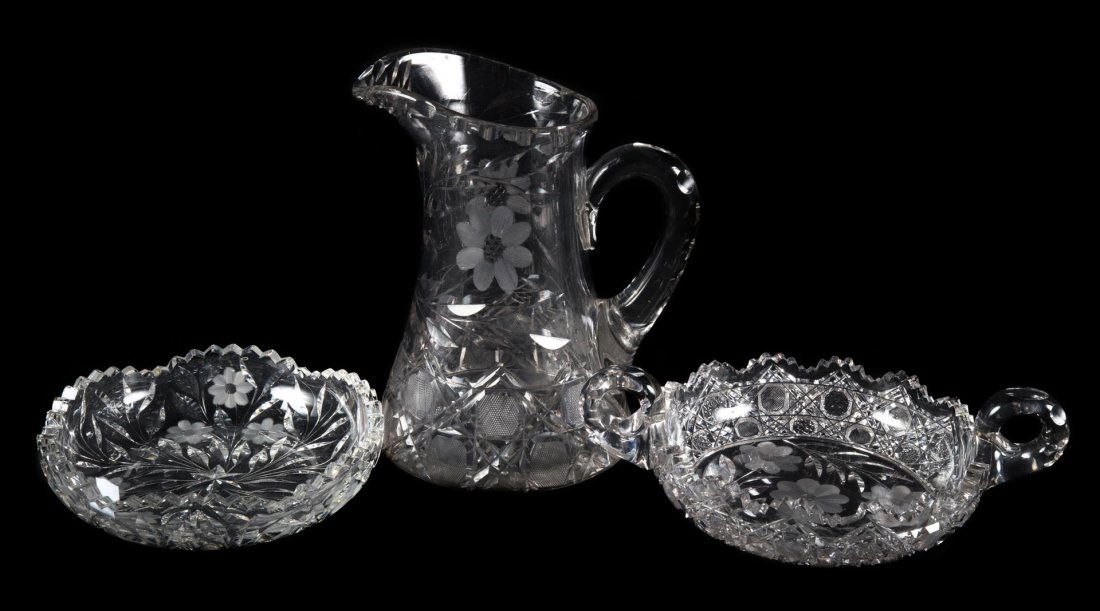 Five American cut glass table utensils (1 of 6)